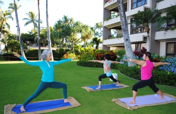 Yoga on the front lawn