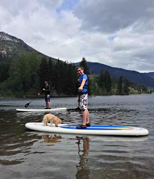 Stand Up Paddleboarding on Alta Lake, Whistler. Fun for the whole family!