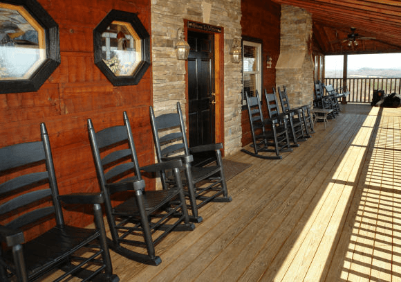 Giant porch at the Oak Haven Resort & Spa in Sevierville