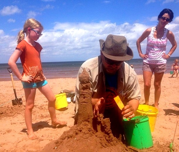 Sand castle building on Prince Edward Island