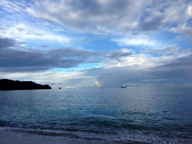 Rainbow over the beautiful beach at Westin Playa Conchal (Photo credit: Claudia Laroye)