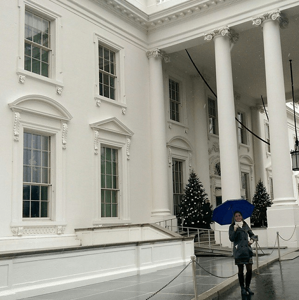 Standing in front the White House during the White House Travel Bloggers Summit on Global Citizenship and Study Abroad