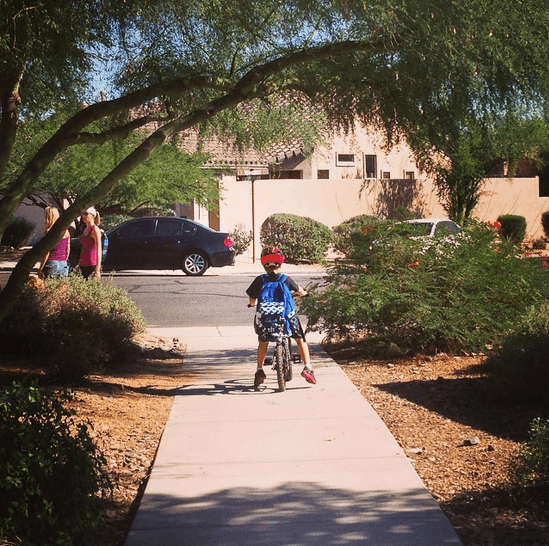 My kids enjoy riding their bicycles to school in Arizona (Photo credit: Colleen Lanin)