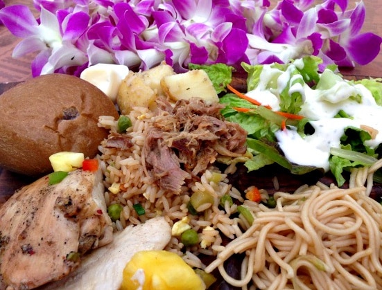 Traditional Hawaiian foods at the Maui Nui Luau at Black Rock 