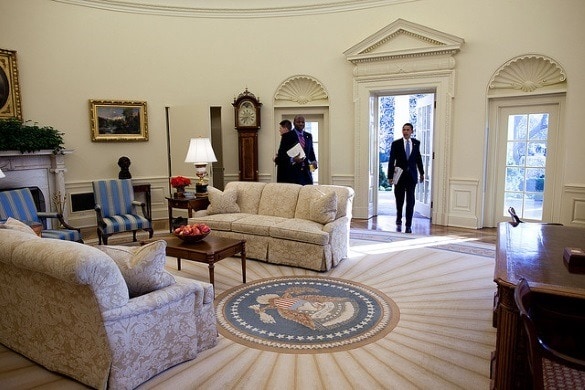 President Obama's first full day in the Oval Office in 2009 (Photo credit: The White House)