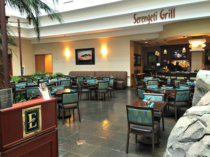 Embassy Suites Anaheim South's restaurant, Serengeti Grill, is open for lunch, dinner and room service