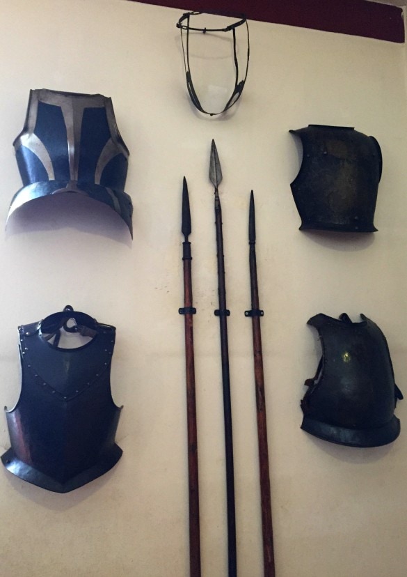 A chastity belt, breastplates and weapons at Marksburg Castle