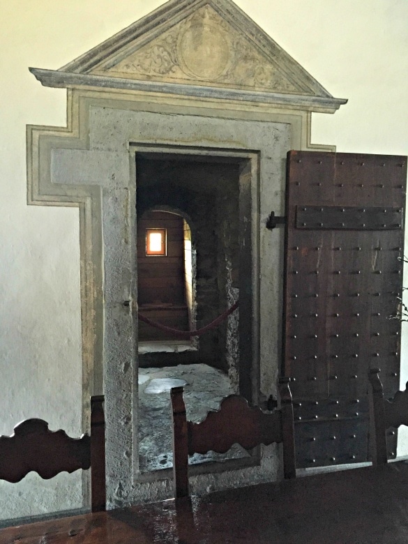 A fancy Middle Ages bathroom with a lock on the outside