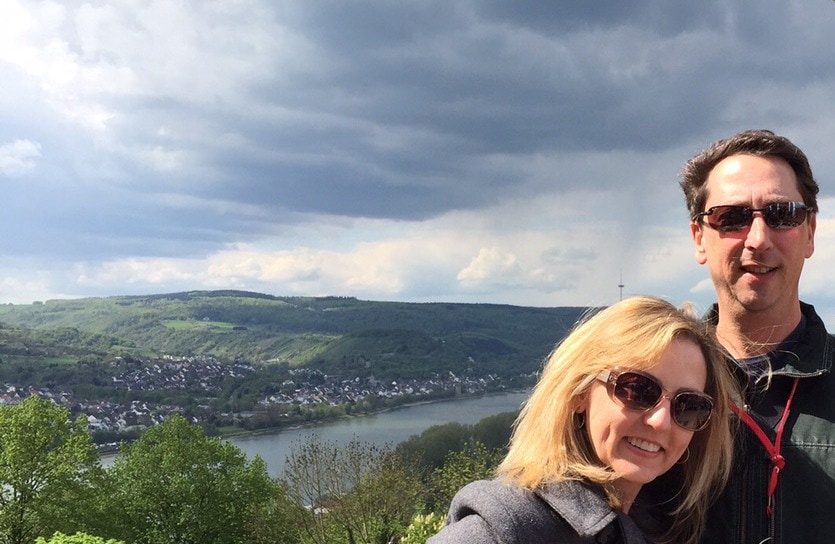 View of the Mosel River, just off stream from the Rhine, from Marksburg Castle