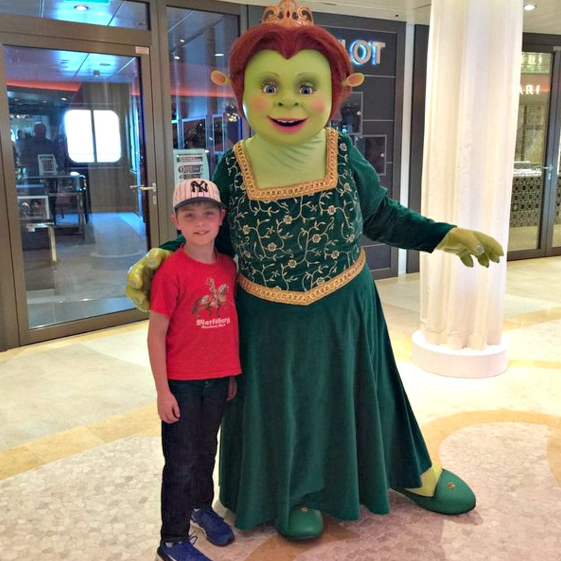 While aboard Anthem, you just might run into Dreamworks characters, like Fiona from the Shrek movies ~ Royal Caribbean Anthem of the Seas with Kids