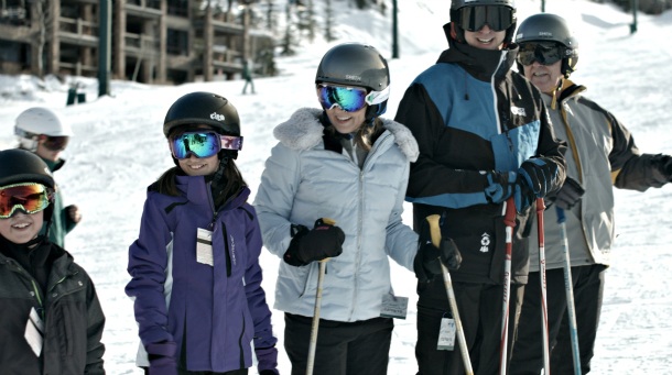 Family ski lesson at Deer Valley Mountain Resort in Park City, Utah