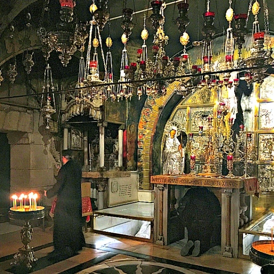 The Altar of the Crucifixion at the Church of the Holy Sepulchre