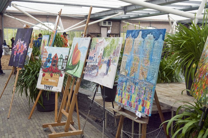 An art show at the Keukenhof Gardens