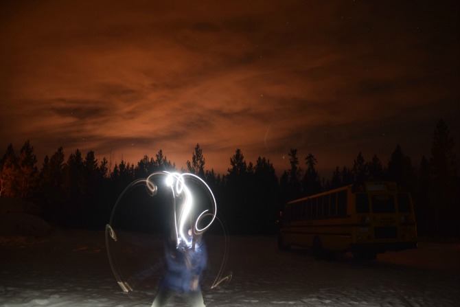 Guides teach you how to do light painting during Northern Lights excursions ~ Northern Lights and Beyond in Canada's Yukon with Kids