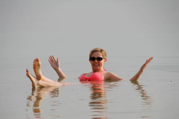 Floating in the Dead Sea in Israel 