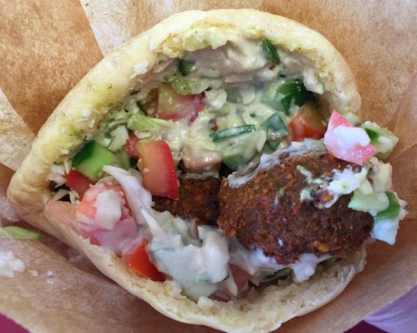 Falafel lunch from Falafel with a Complex in the Carmel Shuk in Tel Aviv