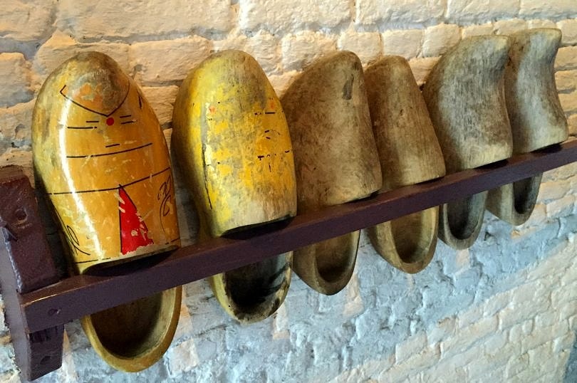 Wooden shoes on display at Kinderdijk World Heritage Site