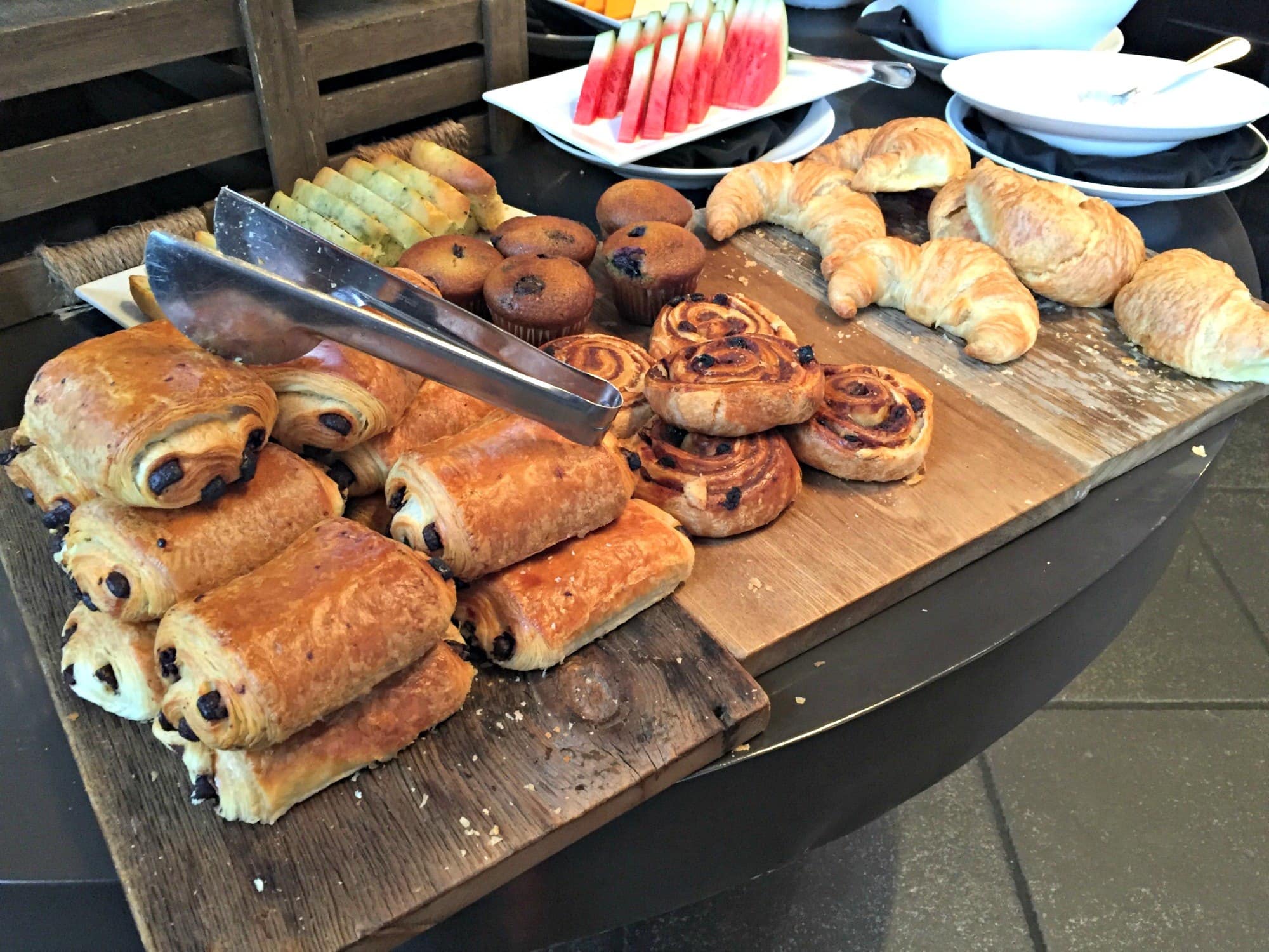 A tempting selection of breakfast pastries at Le Place d'Armes Hotel in Montreal