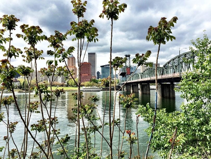 Portland skyline on a Pack Up + Go surprise vacation