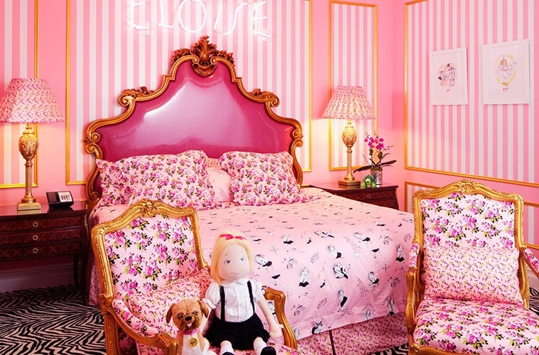 Five Over-The-Top Suites for Mini Movie Lovers. The Eloise Suite at New York's Plaza Hotel features decor by Betsey Johnson.