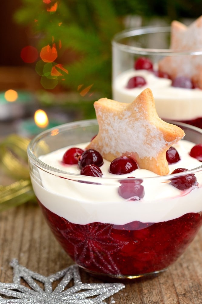 Trifle with Jello, custard and cream 