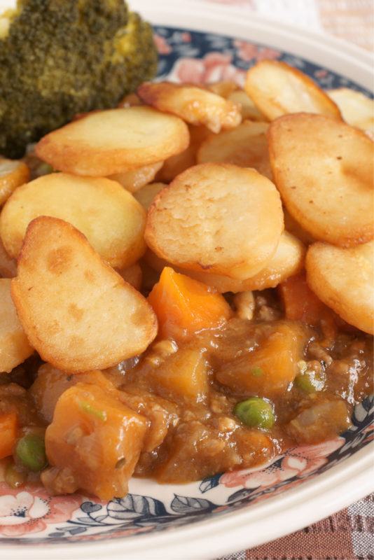 Lancashire Hotpot is a British lamb stew topped with potatoes 