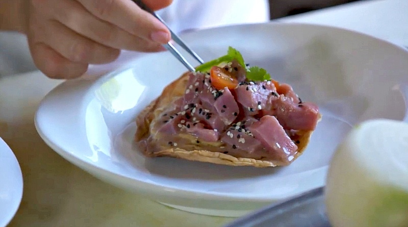 We learn how to make ceviche with Josh from a local chef (Screenshot from The Voyager with Josh Garcia)