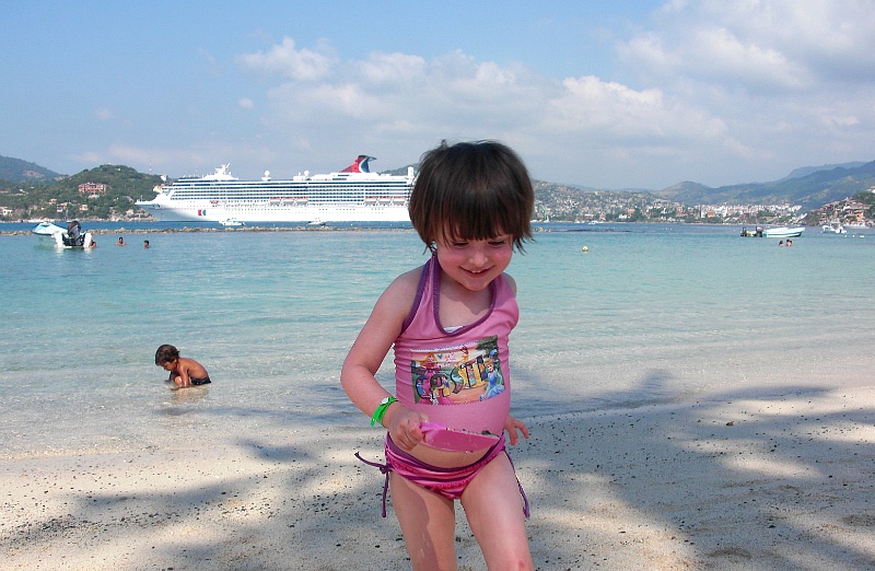 Carnival Cruise ship docked in Zihuatanejo, Mexico ~ 12 Essential Tips for Cruising with Kids