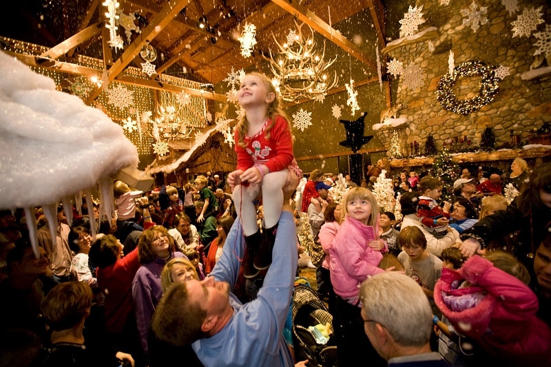 Indoor snow thrills children at Great Wolf Lodge Southern California during the winter holidays