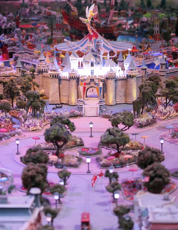 Known as "The Disneyland of Walt's Imagination," this scale model is a million-dollar masterpiece ~ Can you spot the miniature figures of Walt and his oldest daughter, Diane, walking through the castle into Fantasyland? ~ San Francisco for Star Wars Fans and Comics Lovers, TravelMamas.com