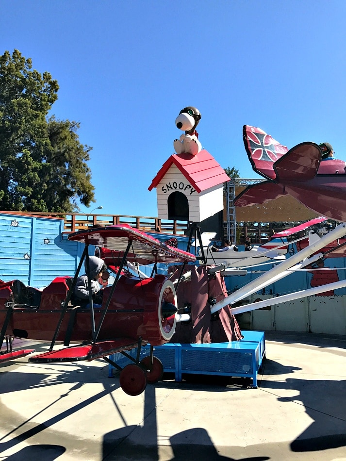 Little kids will enjoy the 14 rides just for them in Camp Snoopy, including these Flying Ace airplanes ~ Disneyland vs Knott's Berry Farm