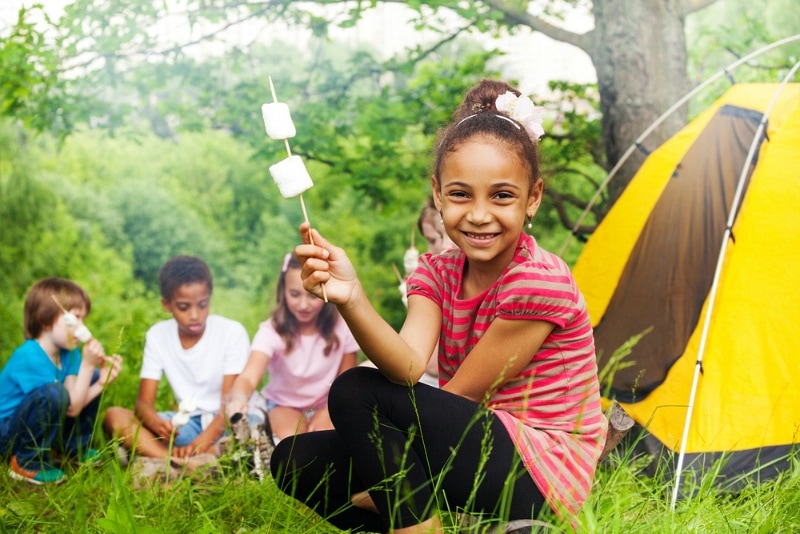 Roasting marshmallows with kids