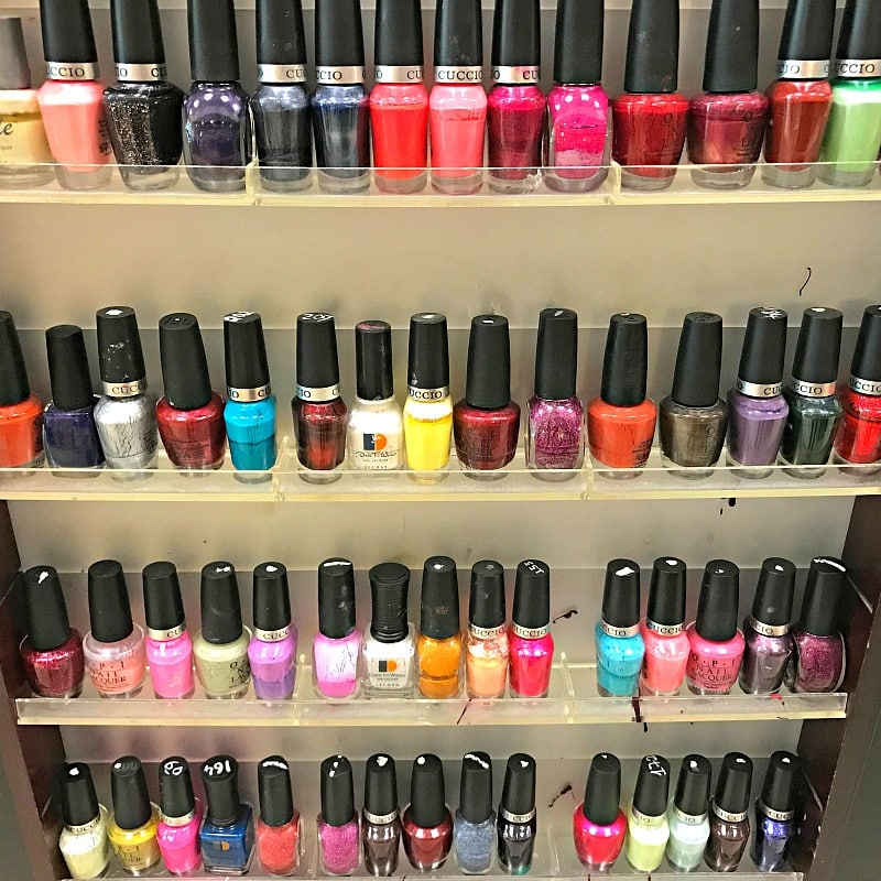 A rainbow of nail colors at LA Nails