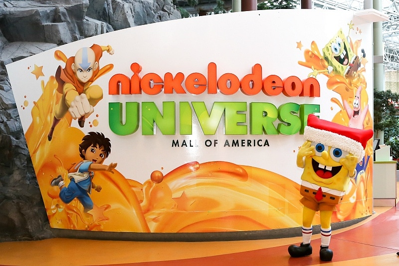 Meet Spongebob and other Nickelodeon friends in Nickelodeon Universe 