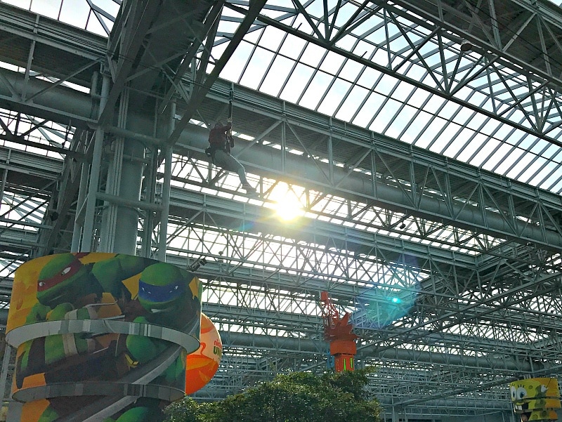 Zip-lining above Nickelodeon Universe at Mall of America 