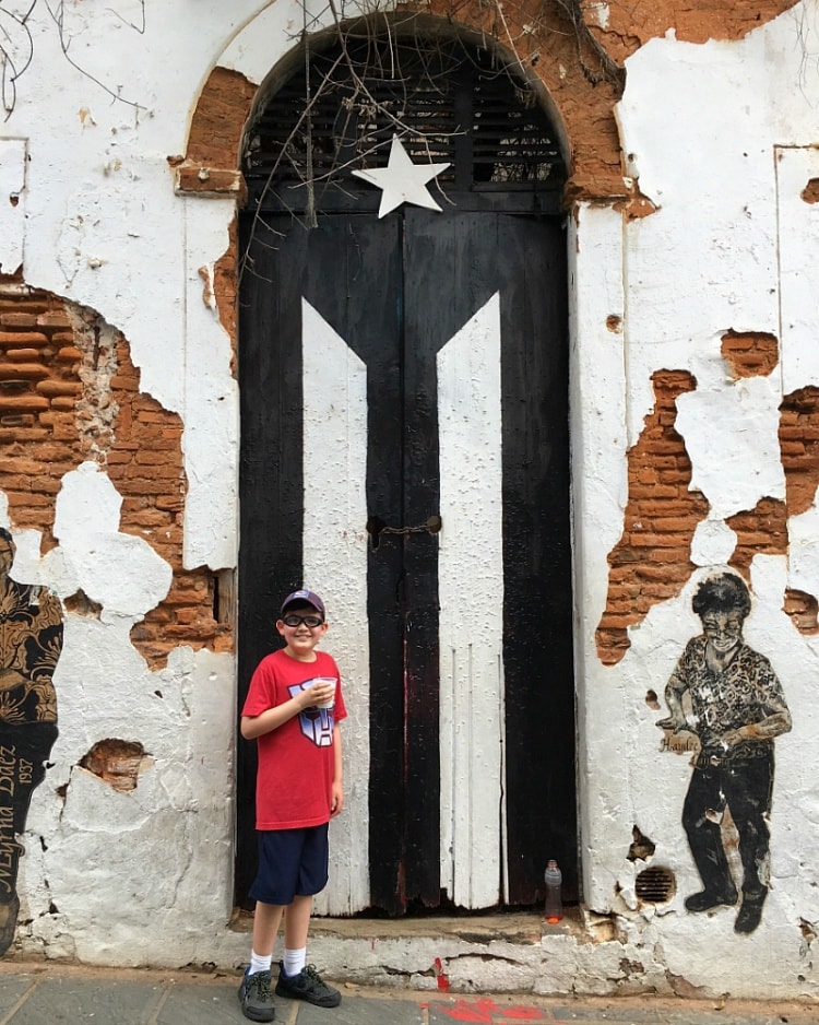 Puerto Rico's famous flag door ~ San Juan with Kids