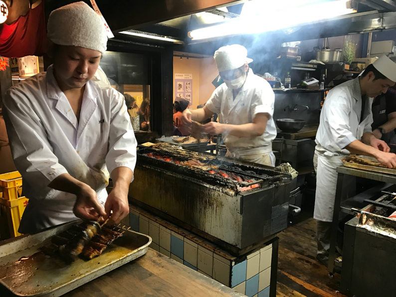 Unagi is slathered in teriyaki sauce and grilled over hot coals in Narita ~ 5 Incredible Things to Do in Narita, Japan