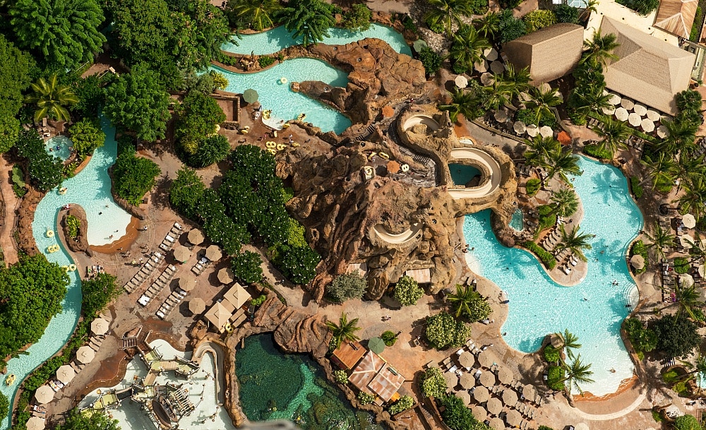 Disney Aulani Resort's impressive pool complex ~ Best Hotel Pools in Hawaii for Families