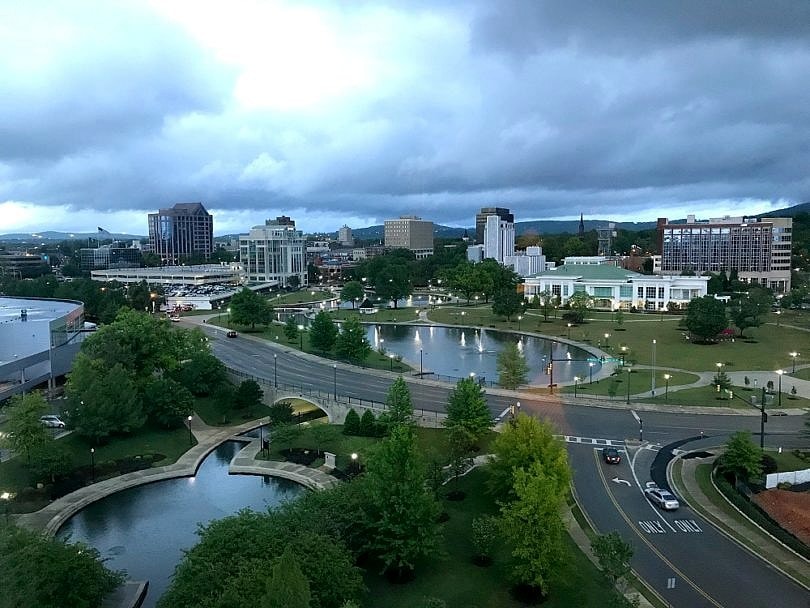 View of Huntsville from my room at Embassy Suites Huntsville