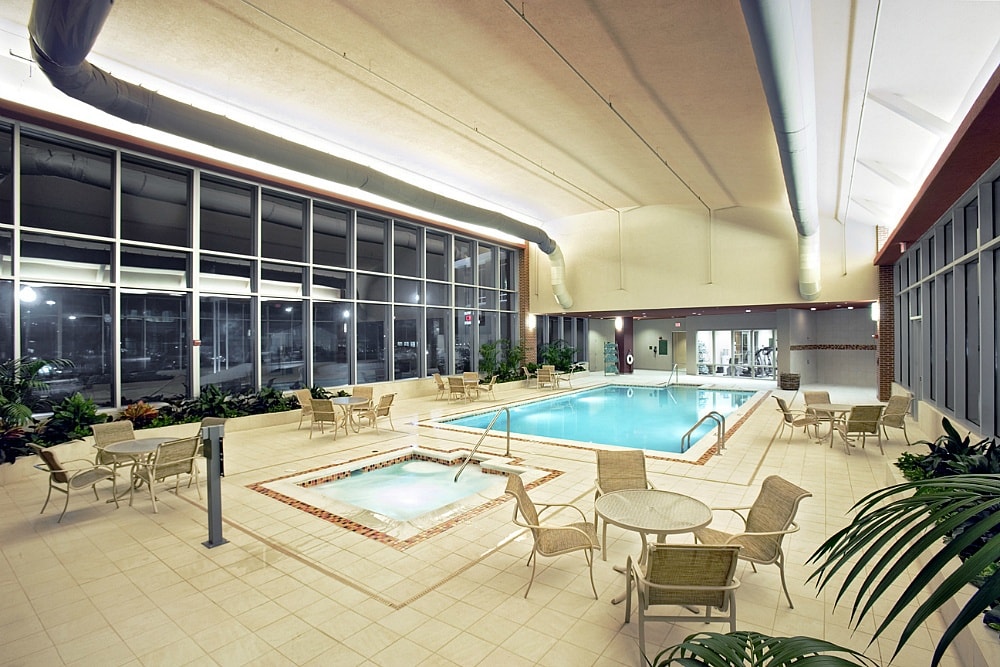 Indoor pool and hot tub at Embassy Suites Huntsville