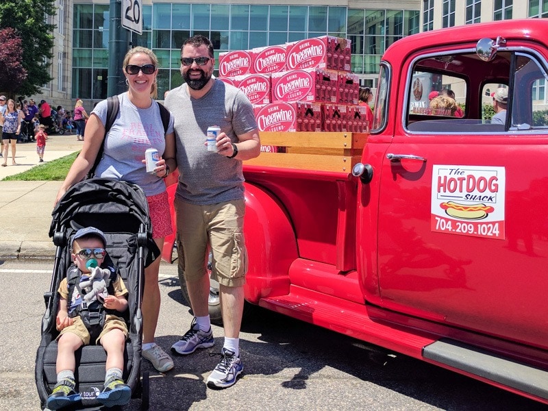 Navigating the crowds at the Centennial Cheerwine Festival with Baby Jogger City Tour Stroller 