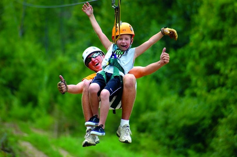 Zip-lining Fun with Adventure Zipline on Branson Family Vacation