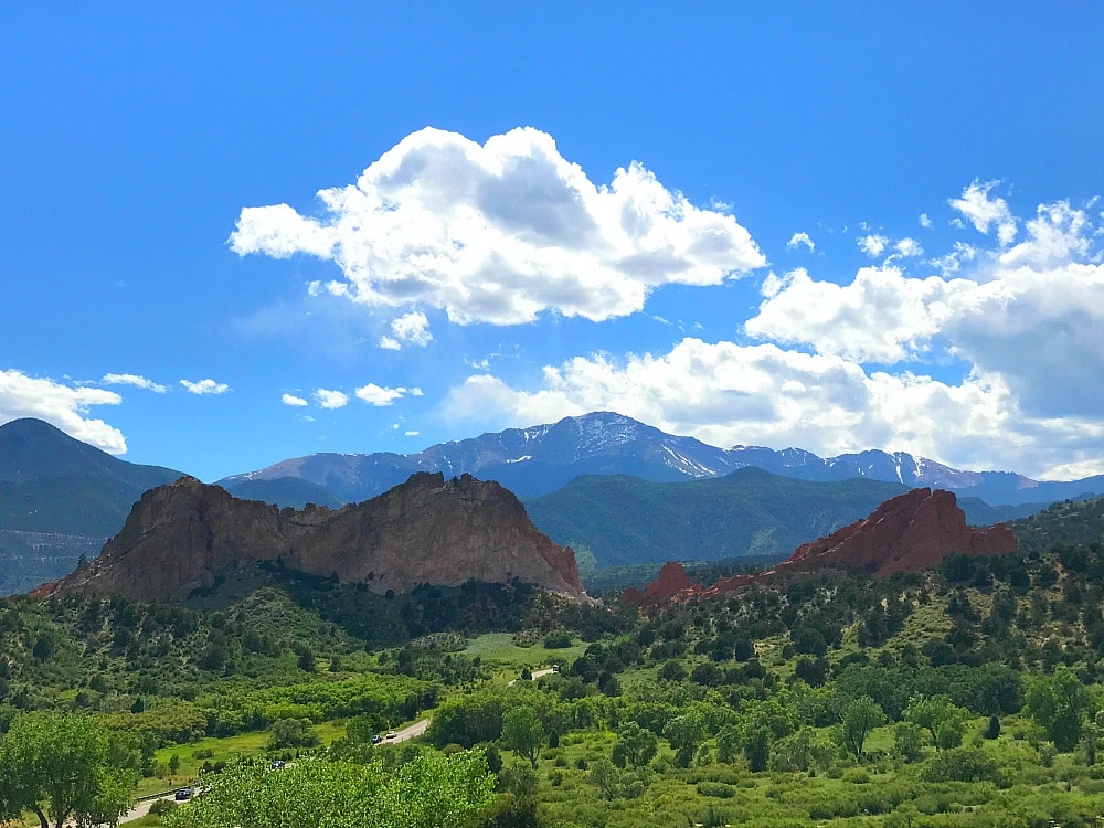 View of Garden of the Gods and Pikes Peak in the distance ~ 9 Amazing Adventures in Canon City and Colorado Springs for Families