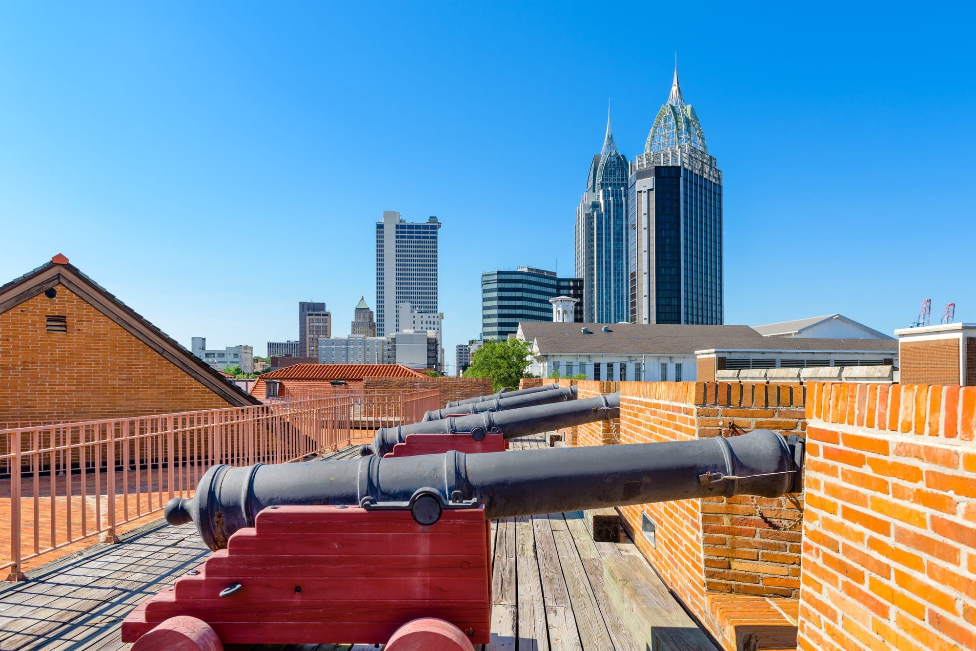 Fort of Colonial Alabama and view of Mobile