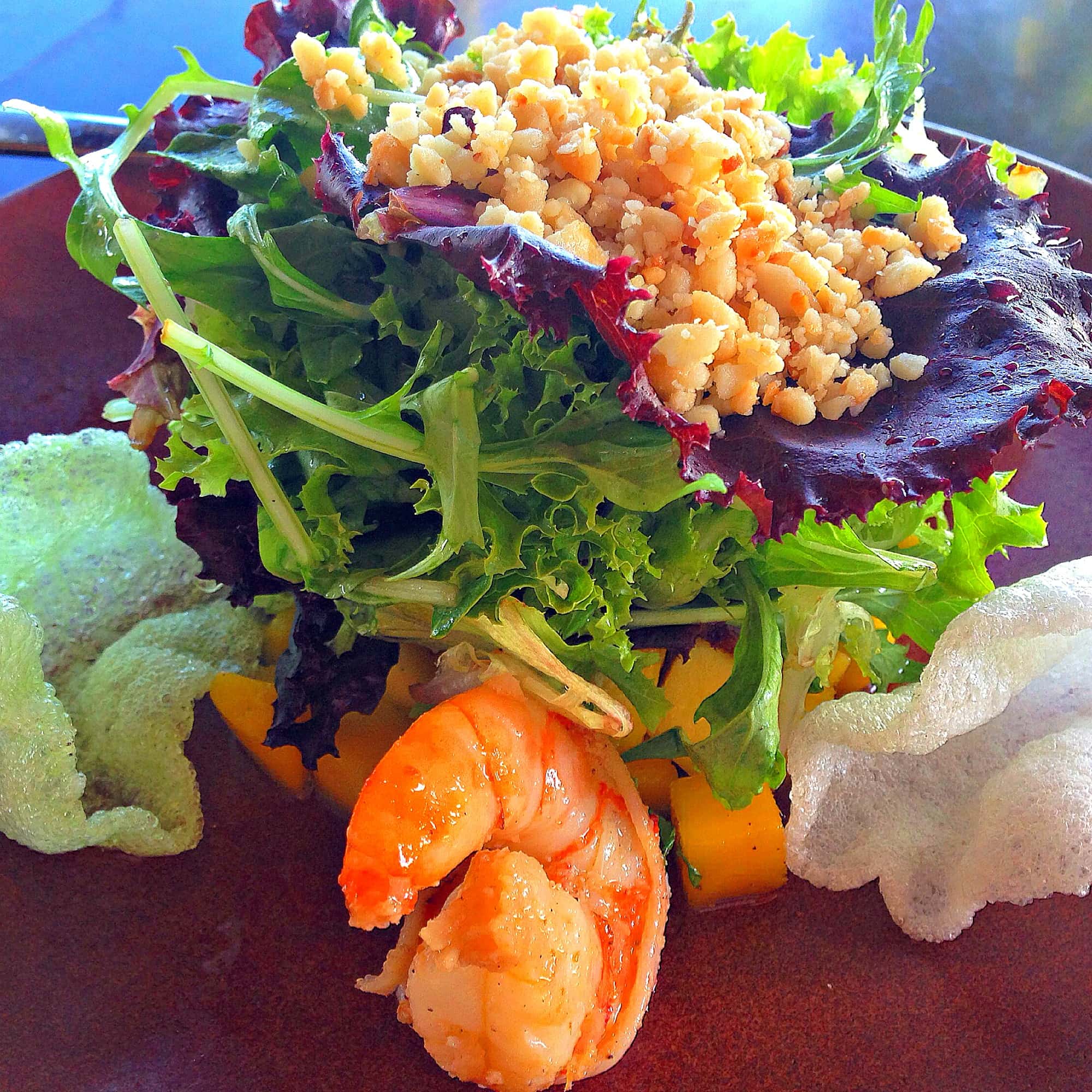 Japango's pretty Prawn and Mango Salad at Hyatt Regency Maui with kids