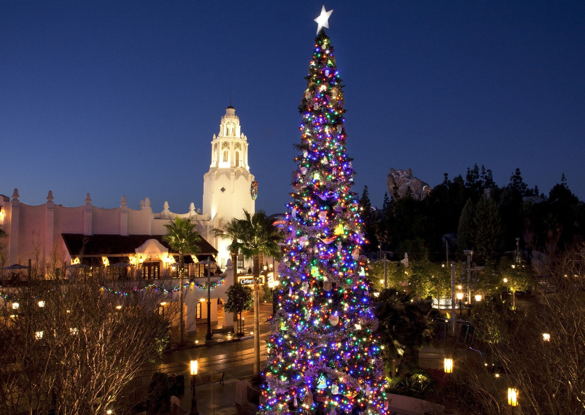 Christmas tree at Disney California Adventure Park at Disneyland during the holidays