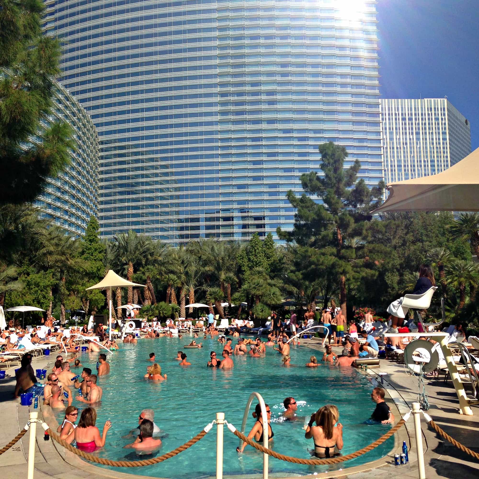 Chill out at the Aria pool with your girlfriends in Las Vegas