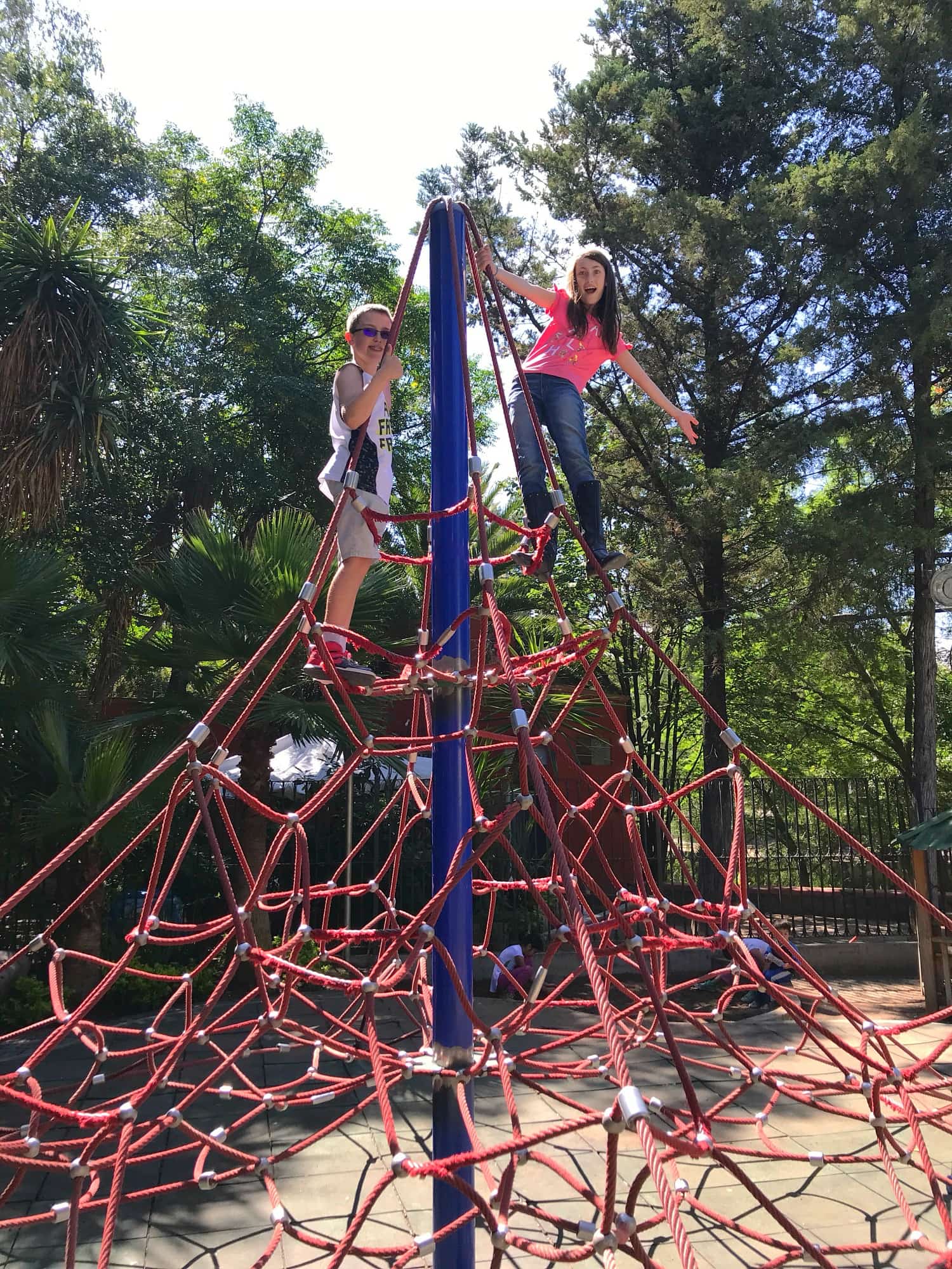 My kids loved the climbing structure in the playground at Parque Benito Juarez