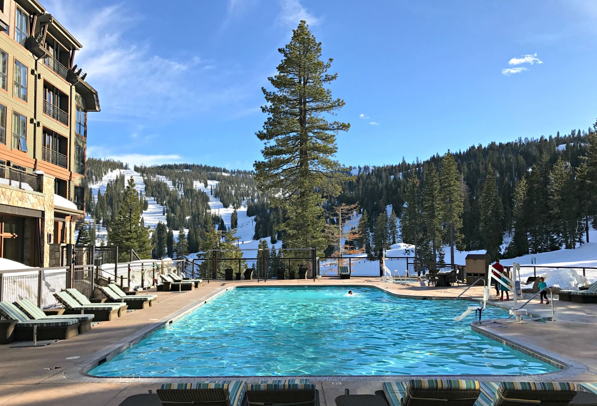 How'd you like to go for a dip in this heated pool at The Ritz-Carlton, Lake Tahoe at Northstar Ski Resort with kids?