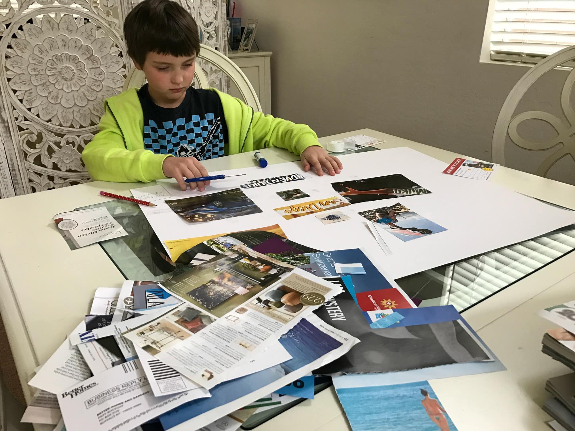 Child making vision board